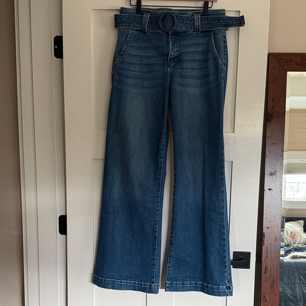Risen High-Rise Wide Leg Women’s Jeans with Belt.  Size 13, Waist 31, Inseam 32 - Picture 2 of 6